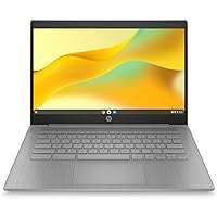 HP Chromebook 14a-ne0013dx 14-inch HD Laptop Intel Celeron N4120 4GB RAM 64GB eMMC, Chrome OS, Gray (Renewed)