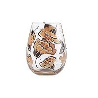 Enesco Designs by Lolita Jungle Beauty Hand-Painted Artisan Stemless Wine Glass, 20 Ounce, Multicolor