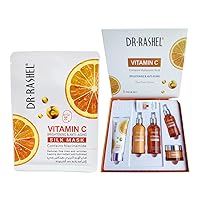 Vitamin C Skin Care Series , Contains Hyaluronic Acid, Anti Aging and Collagen Essence ( Pack Of 5 Piece Set ) + 1 Pcs of Vitamin C Silk Mask