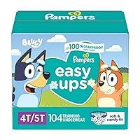 Pampers Easy Ups Boys & Girls Potty Training Pants - Size 4T-5T, One Month Supply (104 Count), Training Underwear (Packaging May Vary)