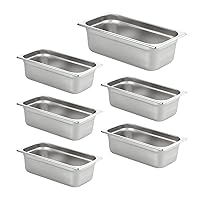 6 Pack Anti-Jam Hotel Pans, 1/3 Size 4 Inch Deep, Commercial Stainless Steel Chafing Steam Table Pan, Catering Storage Metal Food Pan