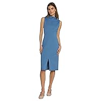 Sophisticated High Neck Sleeveless Seam Details and Slit | Womens Dresses