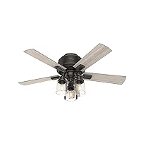 Hunter Hartland Low Profile Indoor Ceiling Fan with LED Lights and Pull Chain, 44
