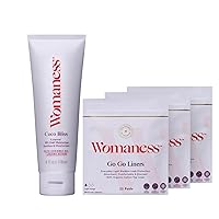 Womaness Menopause Support Coconut Oil Kit - Coco Bliss - External Hydrator & All Over Dry Skin Cream (4oz) + Go Go Liners (3 Packs / 22 Per Pack) Panty Liners - 2 Products