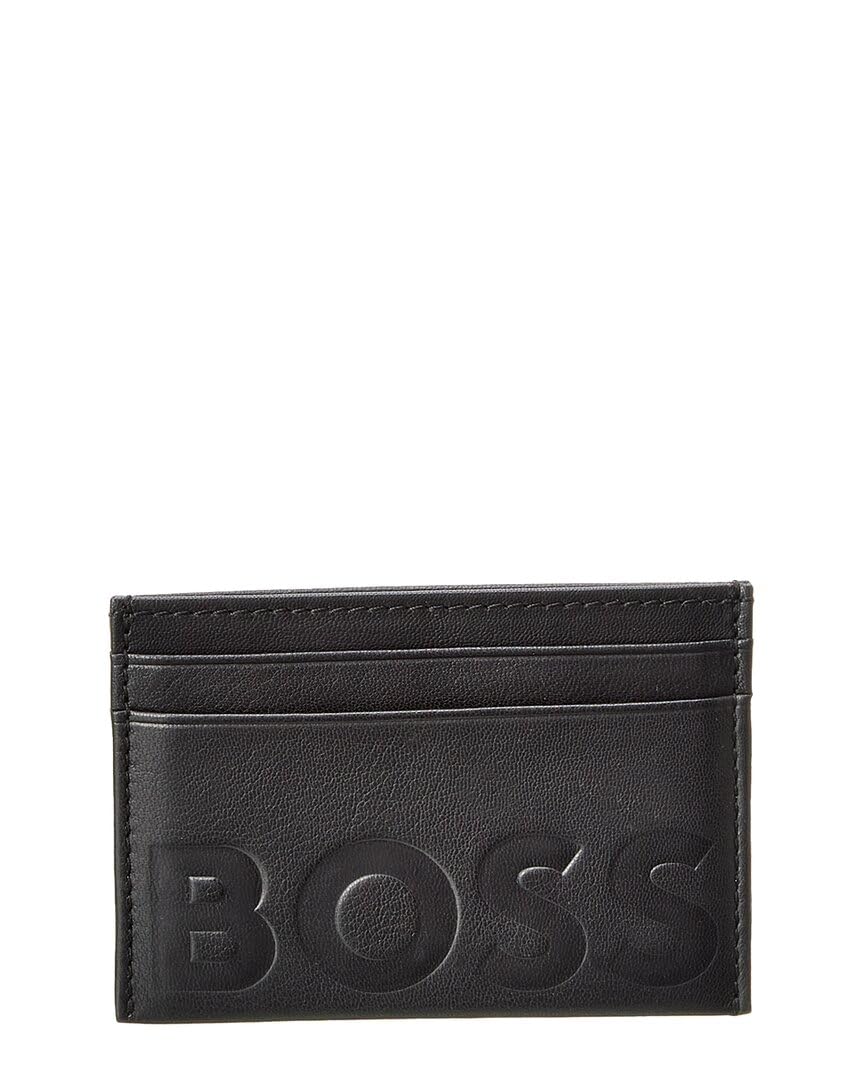 BOSS Men's Big Logo Credit Card Holder, Black Storm, 4 Inches