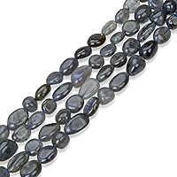 1 Strand Adabele Natural Labradorite Healing Gemstone Loose Beads 6mm to 8mm Free Form Oval Tumbled Pebble Stone Beads 15 inch for Jewelry Making GZ11-67