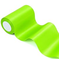 6 inch x 24 Yards Long Fluorescent Green Satin Ribbon, Wide Solid Fabric Ribbons Roll for Christmas Indoor Outdoor Party Decoration, Birthday Baby Shower, Gift Wrapping, Craft Bow, Chair Sash