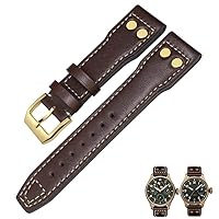 20mm 21mm 22mm Genuine Leather Bronze Rivet Watchband Fit For IWC Bronze Big Pilots Mark 18 Spitfire Watch Strap