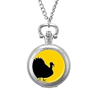 Moon Turkey Pocket Watch Vintage Pendant Watches Necklace with Chain Gifts for Birthday