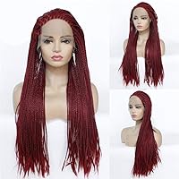 Colorful Synthetic lace Front Braid Wig for Women with Gradient Brown high Temperature Fiber Braid Wig,18 inches (Size : 18 inches)