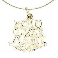 Jewels Obsession Silver Saying Necklace | 14K Yellow Gold-plated 925 Silver Who Gives A Shit Saying Pendant with 18