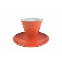 Daito Pottery Cup _ Saucer Orange Bowl Diameter 3.1 x Height 3.1 inches (7.8 x 7.88 cm), Plate Diameter 5.3 inches (13.5 cm), Daito Pottery Orange, Multi Cup & Saucer 20184 20184