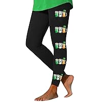 St Patricks Day Womens Printed Leggings Cotton Leggings St Pa Day Print Color Block Pants Soft Stretchy Cute Summer Outf