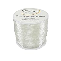 Expo International Elastic String Cord, 0.6 mm Wide Premium Stretchy String Cord for Jewelry Making, Thin Bracelet Cord, Versatile Jewelry Cord, Roll/Spool of 100 Meters, Clear