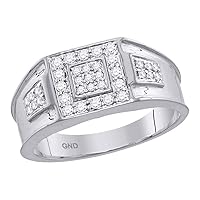 The Diamond Deal 14kt White Gold Mens Round Diamond Square Ring 1/2 Cttw