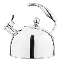 3-Ply Stainless Steel Whistling Tea Kettle, 2.6 Quart | Includes Glass Lid | Handwash Recommended | Works on All Cooktops including Induction | Mirror Finish