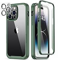 Goodon iPhone 14 Pro Max Case with Screen Protector and Camera Lens Protector,Military Drop Tested from 6 Ft,Acrylic Cover TPU Bumper Scratch Resistand Heavy Duty Protection Phone Case,Pine Green