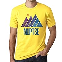 Men's Graphic T-Shirt Mountain Nuptse Eco-Friendly Limited Edition Short Sleeve Tee-Shirt Vintage Birthday Gift Novelty Lemon M