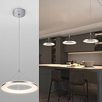 CHYING LED Pendant Light 1-Ring Mini Modern Chandelier Ceiling Light Fixture 15W Adjustable Hanging Pendant Lighting for Kitchen Island, Dining Room, Bar, Warm White 3000K