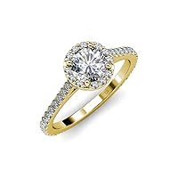 Round IGI Certified Lab Grown Diamond & Natural Diamond 1.62 ctw Prong set Women Halo Engagement Ring in 14K Gold