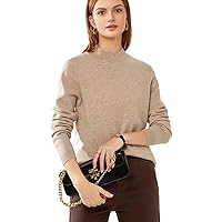 100% Pure Cashmere Mockneck Sweater for Women Long Sleeve Warm Soft Lightweight Knit Pullover