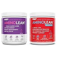 Vegan AminoLean Pre Workout Energy (Acai 25 Servings) with AminoLean Recovery Post Workout Boost (Tropical Island Punch 30 Servings)