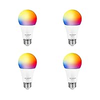 Sylvania Smart Light Bulb, Bluetooth Mesh LED Bulb, Compatible with Alexa & Google Home, A19, 60W Equivalent, E26, RGBW Full Color & Adjustable White - 4 PK [2022 Model]