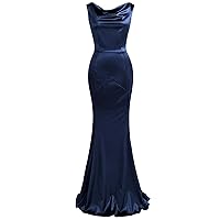MUXXN Women's Retro 50s Style Brief Gorgeous Sleeveless Backless Ladies Bridesmaid Evening Long Dress Blue L
