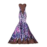 Floor Length Muddy Camo and Lace Mermaid Country Wedding Dresses for Bride Formal Evening Dress