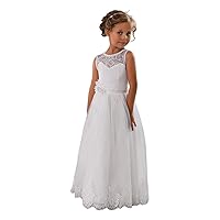 Cute Lace Embellished A-Line Tulle Flower Girl Dresses for Weddings