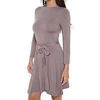 Women's Long Sleeve Midi Cocktail Dress, Round Neck, Sexy, for Formal, Wedding Guest, Party