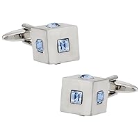 Blue Crystal Cufflinks with Presentation Gift Box 3d Cuff Links for Wedding Groomsmen Ushers