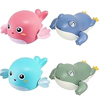 Toddler Bath Toys Baby Bath Toys 4Pcs Cute Cartoon Dolphin and Frog Clockwork Baby Pool Toys with Drain Port Abs Floating Toddler Water Toys Water Table Accessories