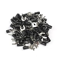 50PCS SV3.5-6 Black Cable Wire Insulated Wiring Terminals Insulating Sleeve Furcate Terminals Cable Lug Connector