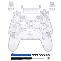 eXtremeRate Transparent Clear Full Set Shell Cover, Replacement Housing Shell with Buttons Thumbsticks Compatible with ps4 Slim Pro Controller CUH-ZCT2 - Controller NOT Included