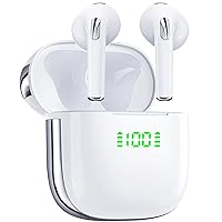 Ear buds 72Hrs Playback Wireless Earbuds Bluetooth Headphones with LED Digital Display Charging Case Earbuds IPX7 Waterproof Earphones Stereo Sound in-Ear Earbud with Mic for Phone Laptop Sport White