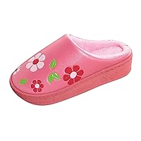 Slippers for Women Soft Plush Slippers Women Cotton Slippers Winter Thick Sole Floral Printed Cotton Slippers Warm