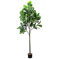 6.2FT Artificial Fiddle Leaf Fig Tree, Artificial Plants for Home Decor Indoor, Lifelike Evergreen Fake Artificial Ficus Tree Perfect Match for Home Office Decoration