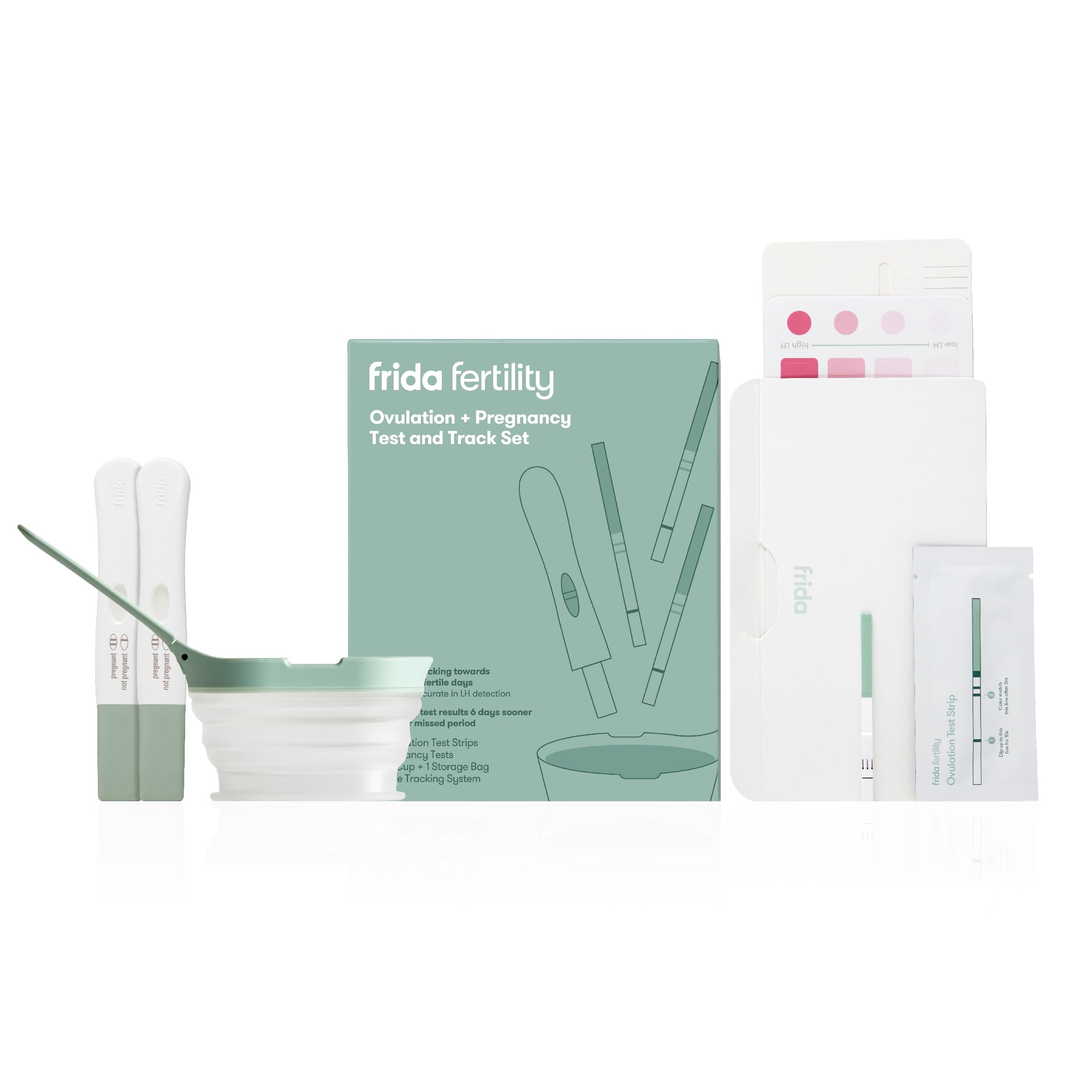 Frida Fertility Ovulation and Pregnancy Test + Track Set - Accurate, Early Detection - Find Your 48 Hour Baby Making Window + Test 6 Days Before Missed Period