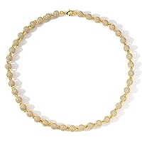 Iced Out Chain for Men Hip Hop 8mm Round Bead Necklace Miami Cuban Necklace 18K Gold-plated Cubic Zirconia Necklace for Men