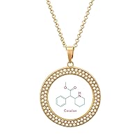 Cocaine Formula Round Diamond Necklace Fashion Pendant Jewelry Gift for Men Women