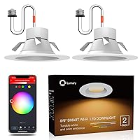 Lumary Smart Retrofit Recessed Lighting 5/6 Inch with Baffle Trim, 13W 1100LM Smart Can Lights 2700K-6500K CCT RGBWW Color Changing WiFi Bluetooth LED Downlight Work with Alexa/Google Assistant, 2PCS