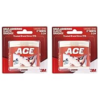ACE 2 Inch Self-Adhering Elastic Bandage, No Clips, Beige, Great for Wrist, Foot and More, 1 Count (Pack of 2)