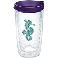 Tervis Purple Teal Seahorse Made in USA Double Walled Insulated Tumbler Travel Cup Keeps Drinks Cold & Hot, 16oz, Seahorse