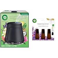 Set: Air Wick, Essential Mist Diffuser, Essential Oils Diffuser, Freshener, Black & Air Wick Essential Mist Refill Essential Oils Diffuser, Lavender and Almond Blossom, 3 Count