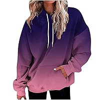 2023 Hoodies For Women Gradient Fashion Oversized Hoodie Y2k Drawstring Hooded Teen Girl Pullover Sweatshirt