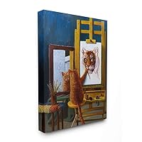 Stupell Industries Cat Confidence Self Portrait as a Tiger Funny Painting, 16 x 20, Gallery Wrapped Canvas