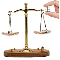 Balance Dollhouse Furniture 1:12 Scale Mini Libra Scale with 6 Balancing Weights, Realistic Metal Miniature Justice Scale Model Scales of Justice Decor