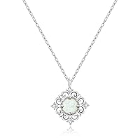 KristLand Opal Necklace 925 Silver Necklace Delicate Baroque White Opal Pendant Daily Wear Jewelry Party Wedding Birthday for Women Ladies Girls