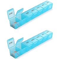 Pill Organizer 2P Blue XL Extra Large Weekly and Daily Pill Cases for Pills/Vitamin/Fish Oil/Supplements - 2P